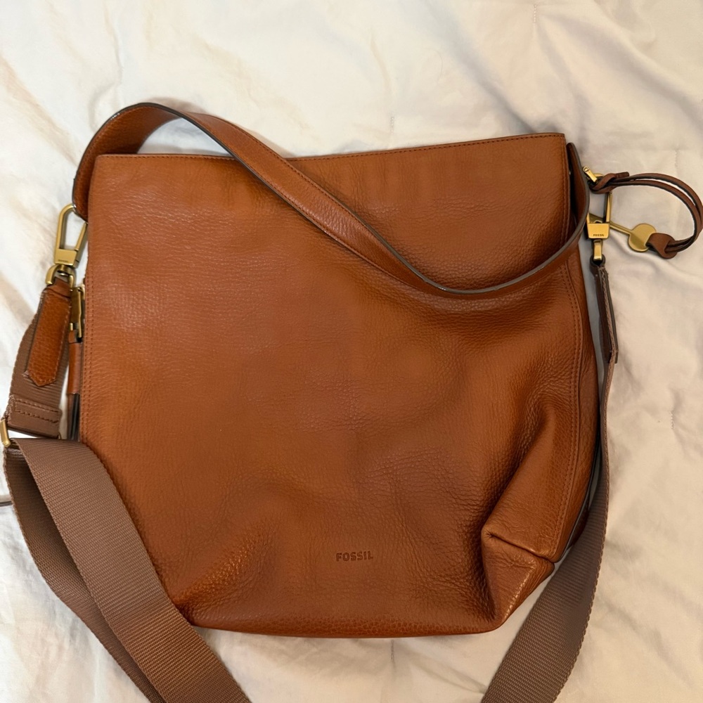 Fossil Cognac Leather Tote Maya Bag
